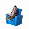 Blue Kids push back recliner chair with cup holder