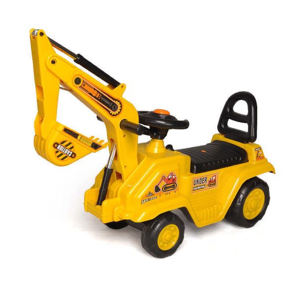 Ride-on Children’s Excavator (Yellow) w/ Dual Operation Levers to Scoop