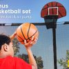 UP-SHOT Trampoline 16ft Outdoor Round Curved Pole with Basketball Set for Kids, Black Multi-colour