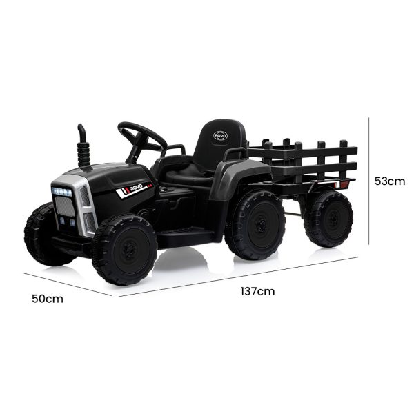 ROVO KIDS Electric Battery Operated Ride On Tractor Toy, Remote Control – Black