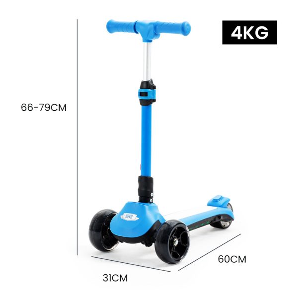 ROVO KIDS 3-Wheel Electric Scooter, Ages 3-8, Adjustable Height, Folding, Lithium Battery – Blue