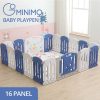 Foldable Baby Playpen with 16 Panels (White Blue)