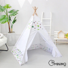 Kids Teepee Tent with Side Window and Carry Case – White Forest