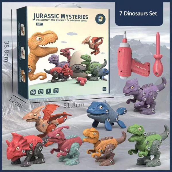 Disassemble Blocks Jurassic Dinosaurs Building Blocks Toys Battery Drill Tyrannosaurus Rex Wyvern Velociraptor Stegosaurus – 3