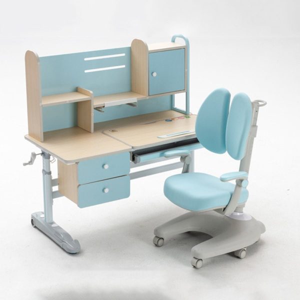 Height Adjustable Children Kids Ergonomic Study Desk Only 120cm AU – Blue, With Chair