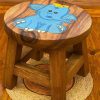 Children’s Wooden Stool Blue Baby ELEPHANT Themed Chair Toddlers Step sitting Stool