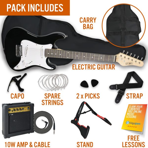 3rd Avenue 3/4 Size Electric Guitar Pack – Black