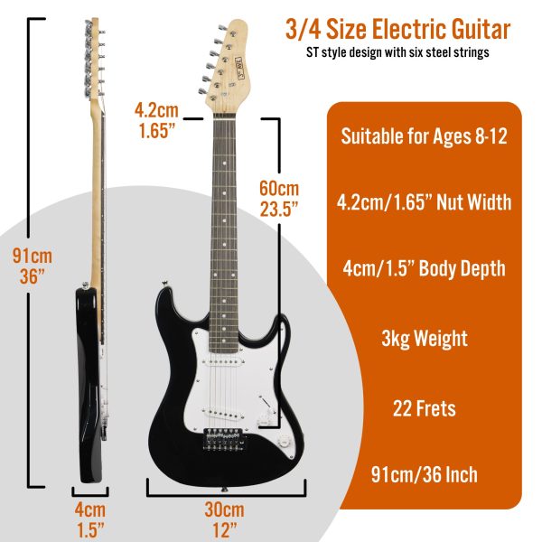 3rd Avenue 3/4 Size Electric Guitar Pack – Black