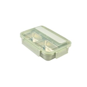 304 Stainless Steel 4 Divided Simple Lunch Box with a cultery set