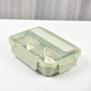 304 Stainless Steel 4 Divided Simple Lunch Box with a cultery set