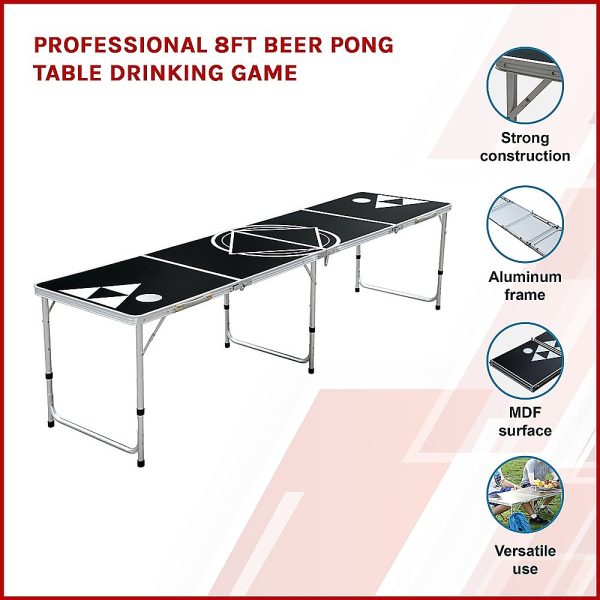 Professional 8ft Beer Pong Table Drinking Game