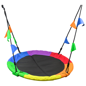 1m Tree Swing in Multi-Color Rainbow Kids Indoor/Outdoor Round Mat Saucer Swing